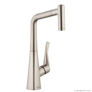 SteelOptiK KitchenBarPrepFaucetWithPullOutSpray_Hansgrohe