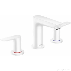 Hansgrohe Talis E 150 Matte White Widespread Bathroom Faucet w/ Pop-Up Drain