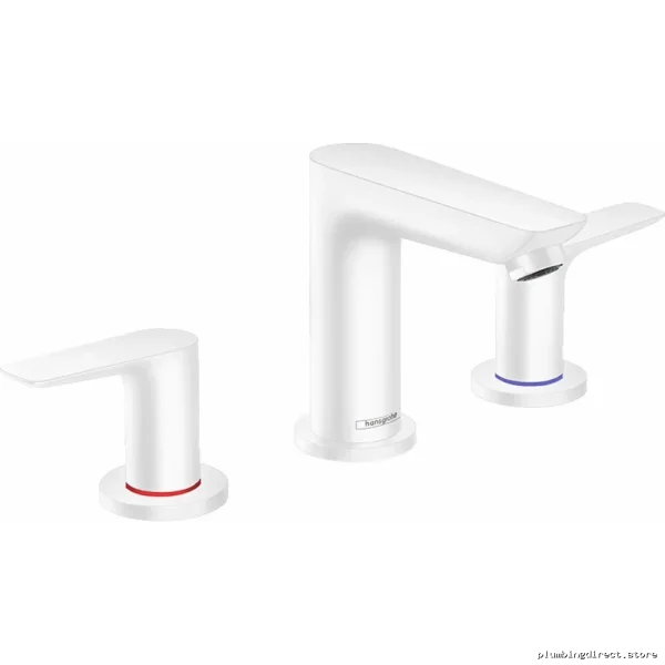 Hansgrohe Talis E 150 Matte White Widespread Bathroom Faucet w/ Pop-Up Drain
