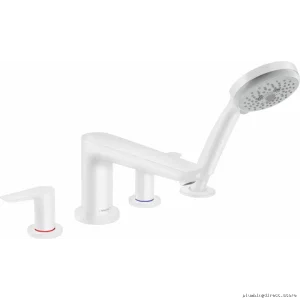 Hansgrohe Talis E 4-Hole Roman Tub Faucet Trim w/ Hand Shower - Matte White 71744701