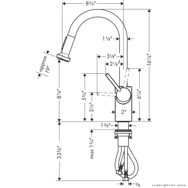 Hansgrohe Talis S Pull-Down Spray Kitchen Faucet Brushed Gold Optic Finish 14877251 - Image 2