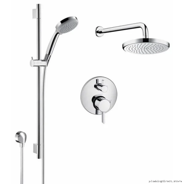 Hansgrohe HG-KIT4 Chrome Thermostatic Shower Kit – Modern Square Design