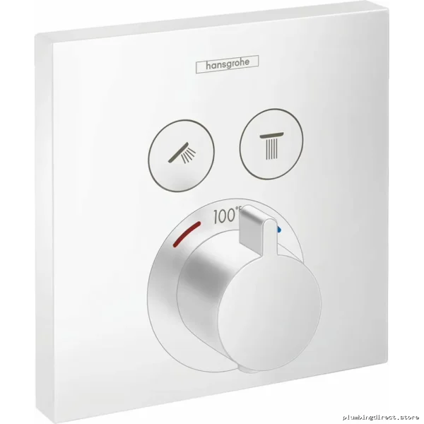 Hansgrohe Thermostatic Shower Valve Trim - Dual Function Precision Temperature Control, Matte White Finish - Image 2