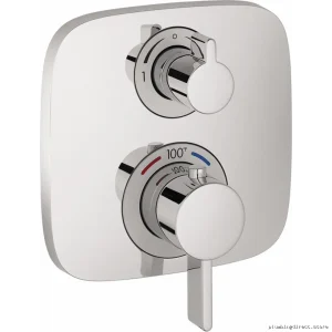 Hansgrohe Chrome Thermostatic Valve Trim with Soft Cube Design & Volume Control/Diverter - Model 15708001