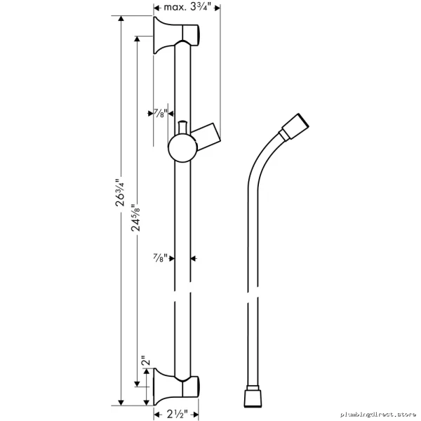 Hansgrohe Unica C 24 Bathroom Wall Bar - Matte Black Shower Bar - Image 2