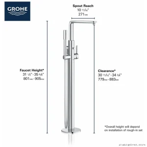 Hard Graphite Freestanding Tub Faucet Trim with Hand Shower by Lineare & Grohe
