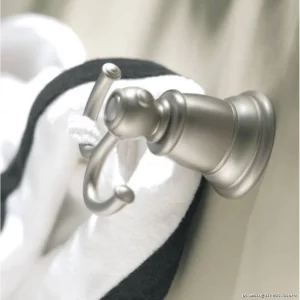 Bathroom Heavy Duty Double Robe Hooks in Brushed Nickel by Moen