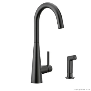 High Arc Kitchen Faucet with Sleek Design & Side Spray Feature - Matte Black 7870BL Moen