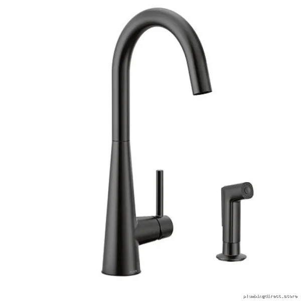 High Arc Kitchen Faucet with Sleek Design & Side Spray Feature - Matte Black 7870BL Moen