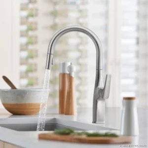 High Arc Pull-Down Kitchen Faucet w/Stainless Steel Spray – Rivana/Blanco