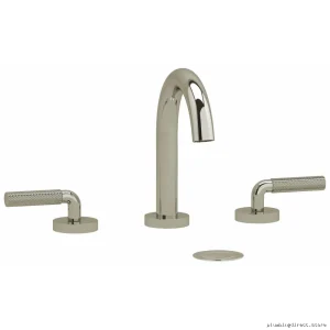 C-Spout Widespread Bathroom Faucet with Knurled Lever Handles | 1.2 GPM High-Efficiency Polished Nickel Faucet - Riu