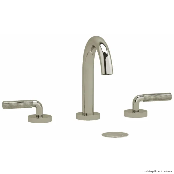 C-Spout Widespread Bathroom Faucet with Knurled Lever Handles | 1.2 GPM High-Efficiency Polished Nickel Faucet - Riu