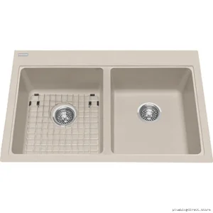 High-Quality Two-Bowl Drop-In Granite Sink - Mythos Kindred (KGDL2233-9CH) Champagne