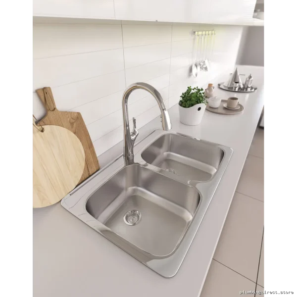 Horizon 1-Hole 2 Bowl Stainless Drop-In Sink - Blanco 401250