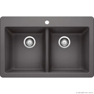 Horizon Two-Bowl Drop-In Silgranit Sink in Blanco