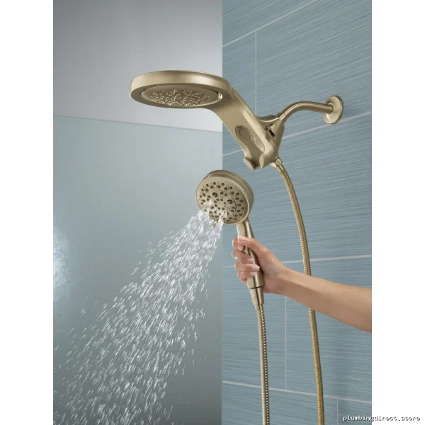 HydroRain HydroKinetic Dual-Use Hand/Stand Shower Head – Champagne Bronz delta