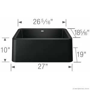 Ikon 27 Apron Front Silgranit Sink - Coal Black Modern Durable Kitchen Basin