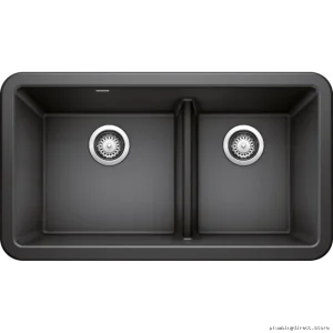 Ikon 33 Low Divider Apron Front Silgranit Sink - 1.75 Bowl Anthracite/Blanco