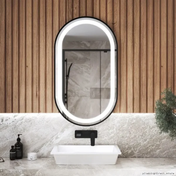 Illuminated Oblong Bathroom Mirror 22x38 Black – Brighten Your Space