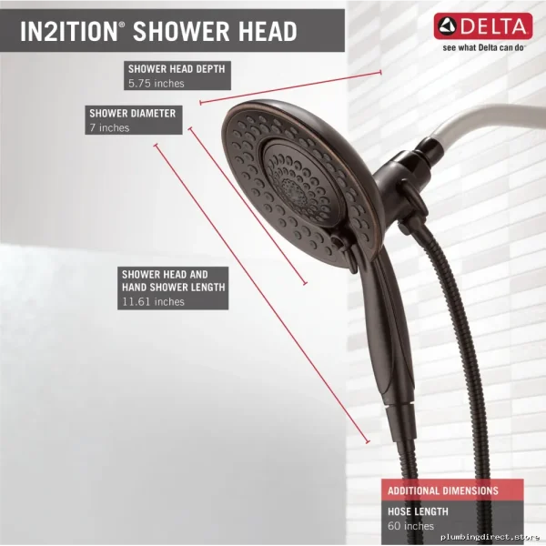 In2ition 5-Setting Multi-Function Two-in-One Shower Head - Venetian Bronze - Image 2