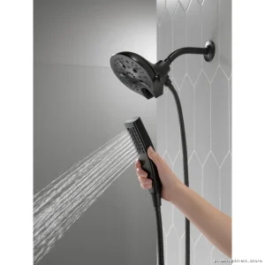 In2ition H2Okinetic Dual-Function Handheld Shower & Fixed Showerhead 5-Setting Spray Modes 1.75 GPM Water Flow Matte Black Finish