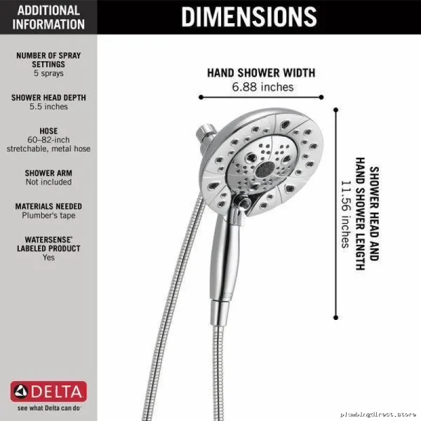 In2ition H2Okinetic 5-Setting Versatile Two-in-One Hand Shower & Shower Head - Lumicoat Chrome Finish Delta - Image 3