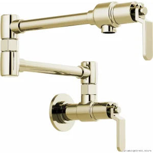 Industrial Wall-Mounted Kitchen Pot Filler Faucet in Polished Nickel