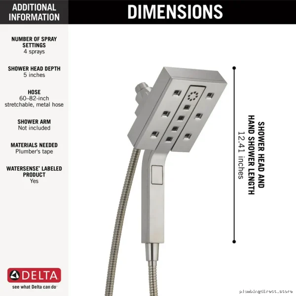 In2ition H2Okinetic Two-in-One Shower Head with 4 Settings - Lumicoat Stainless - Image 3