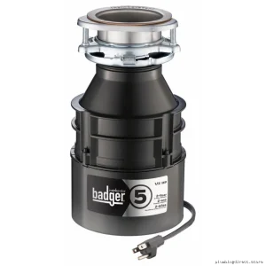 InSinkErator Badger 5 Continuous Feed Garbage Disposal, 1/2 HP Compact Food Waste System