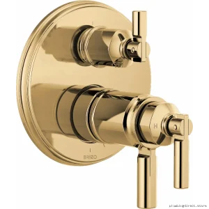 Invari Brizo Polished Gold Thermostatic Shower Trim with 3-in-1 Diverter