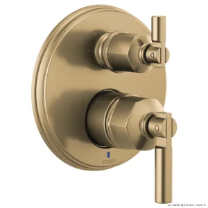 Invari Brizoluxegold PBV Shower Valve Trim with Three-Way Diverter & No Handles