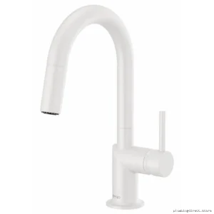 Jason Wu Modern Kitchen Faucet with High Arc Spout & Pulldown Spray - Matte White