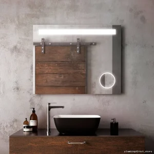 Kalia 38x30 Illuminated Bathroom Mirror with Emblem - Perfect for Makeup