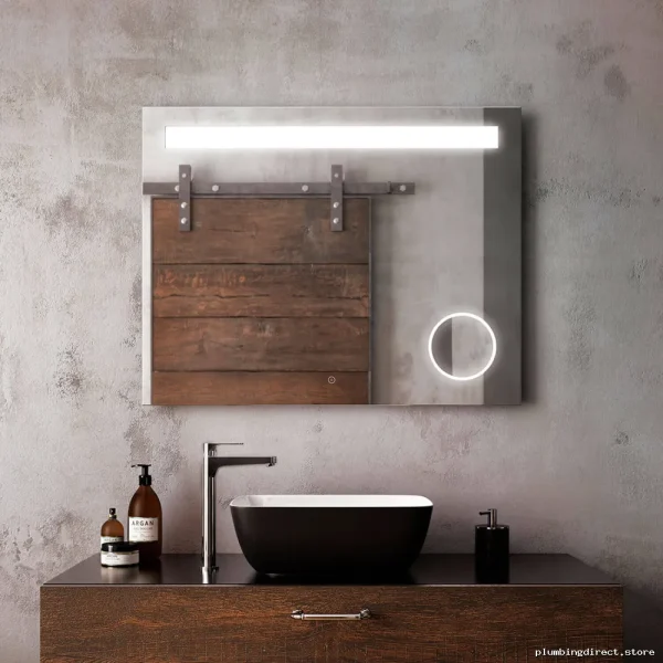 Kalia 38x30 Illuminated Bathroom Mirror with Emblem - Perfect for Makeup