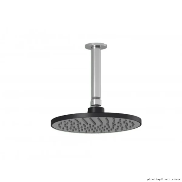 Black Chrome Rain Shower Head with Ceiling Mount Arm - Kalia BF1389-150