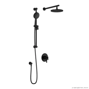 Kalia BF1636-160 Matte Black Thermostatic Coaxial Shower Set with Wall Mount Arm