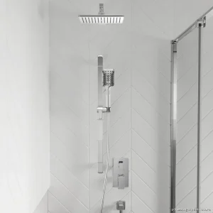 Kalia BF1988-110 Chrome 2-Way Thermostatic Valve, Diverter, Square Trim Set