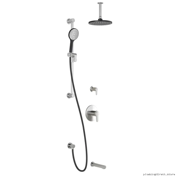 Kalia BF1613-150-001 Black/Chrome Thermostatic Shower System with Ceiling Arm