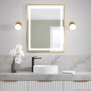 Kalia Brushed Gold Illuminated Touch Control Mirror (30x38) - Modern Design