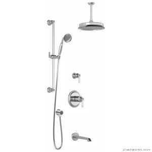 Kalia Chrome Rustik TD3 Thermostatic Shower Set with Ceiling Arm No Valves BF1619