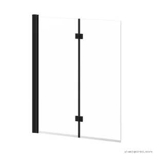 Kalia Flip 90° Pivoting Tub Shield - Matte Black 46x56