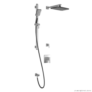 Thermostatic Shower System with Wall-Mounted Arm - Grafik T2 Premia Black/Chrome Finish BF1355-150-200 Kalia