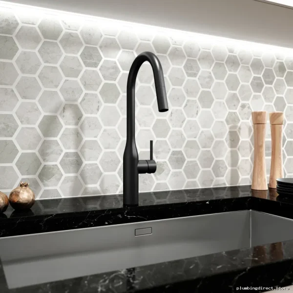 Kalia KF1691-160 Black Kitchen Faucet with Easy-Pull Spray Head - Image 2
