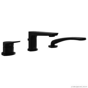 Kalia Moroka Matte Black 3-Piece Tub Filler with Handheld Shower, Pressure Balance