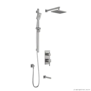 Kalia Pure Nickel BF1655-125 Tub & Shower System with Thermostatic Diverter & Wall Arm