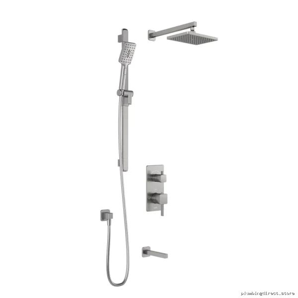 Kalia Pure Nickel BF1655-125 Tub & Shower System with Thermostatic Diverter & Wall Arm