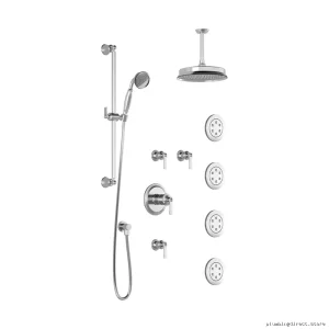 Kalia Rustik T375 Chrome Thermostatic Shower Set with Ceiling-Mounted Vertical Arm