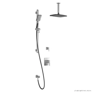 Thermostatic Shower System with Vertical Ceiling Arm - Kalia T2 Premia Black/Chrome