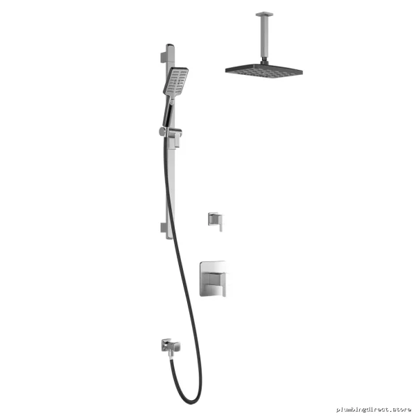 Thermostatic Shower System with Vertical Ceiling Arm - Kalia T2 Premia Black/Chrome