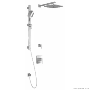 Kalia Chrome Grafik TD2 Plus Thermostatic Shower Set Wall Arm No Valve BF1499